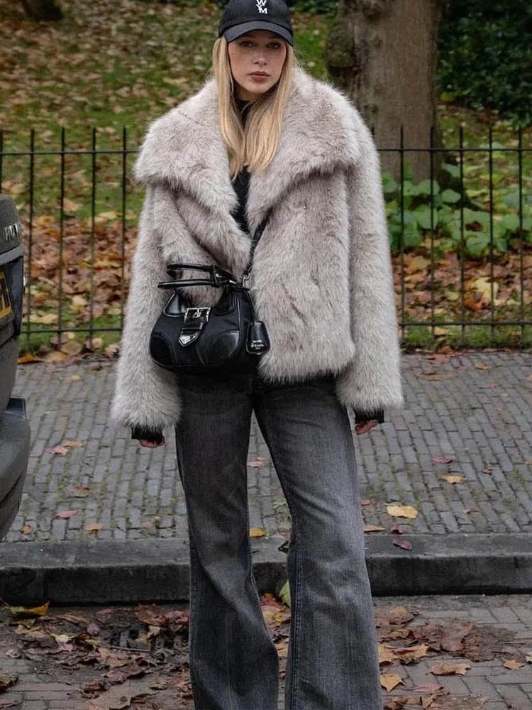 Cropped Faux Fur Jacket