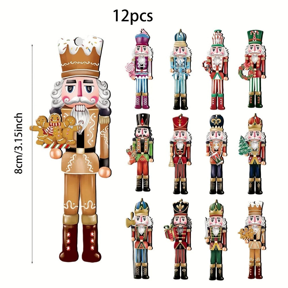 🌟🎄 Nutcracker Magic! 🎅✨ – 12pcs Wooden Soldier Ornaments for a Merry Christmas & New Year 🎁🎆 🎄🌟
