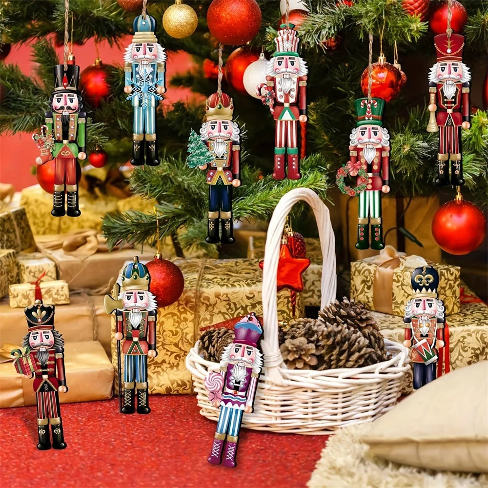 🌟🎄 Nutcracker Magic! 🎅✨ – 12pcs Wooden Soldier Ornaments for a Merry Christmas & New Year 🎁🎆 🎄🌟