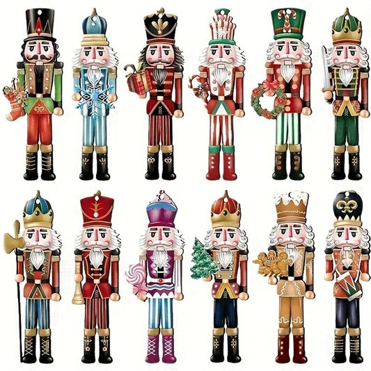 🌟🎄 Nutcracker Magic! 🎅✨ – 12pcs Wooden Soldier Ornaments for a Merry Christmas & New Year 🎁🎆 🎄🌟